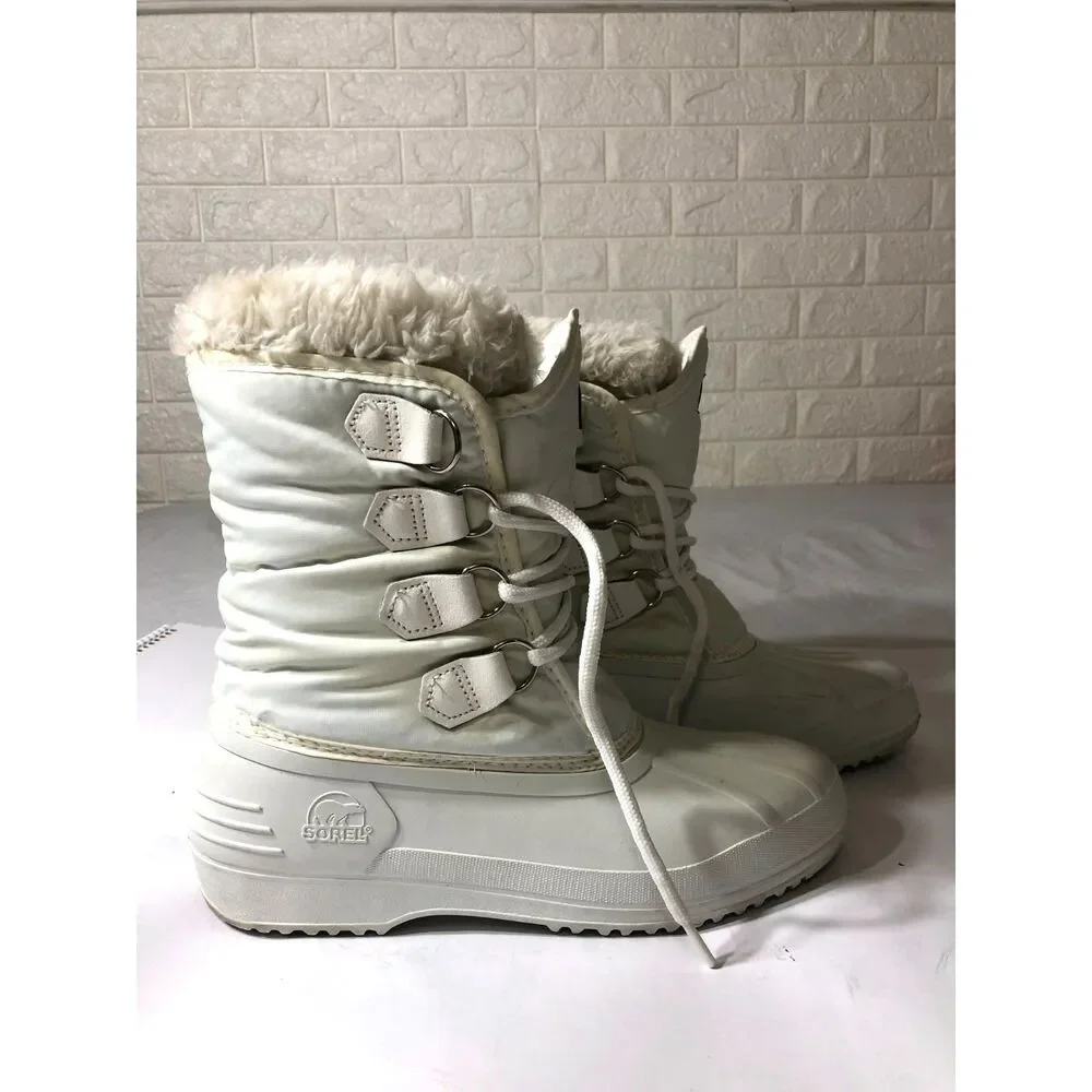 Vtg 90s Sorel Kaufman Canada White Winter Snow Boot Duck Ski Cabin Core Size 9